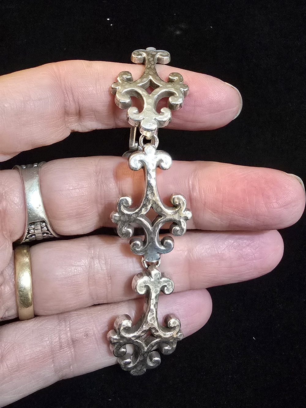 Brighton Silver-Tone Ornate Filigree Link Bracelet